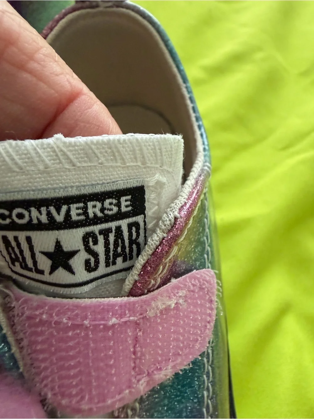 Converse Kids Glitter Rainbow Velcro Sneakers - Pink, Blue, Green, Purple